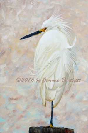 Egret Basking in the Sun print of the original painting