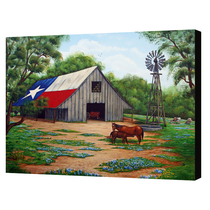 Texas Barn canvas print of original painting by Jimmie Bartlett