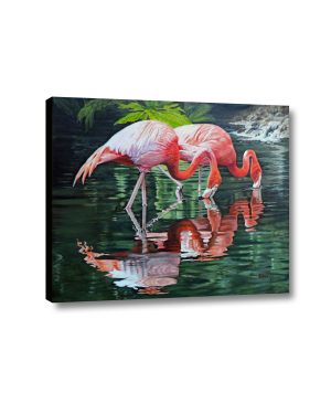 Two Flamingos, canvas print of original painting