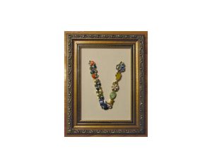 Framed Jewelry Art Letter V