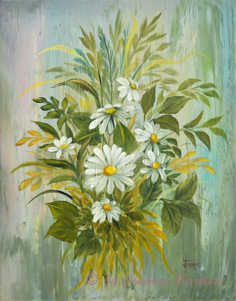 White Daisies Floral original oil painting