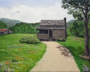 Mountain Cabin original painting