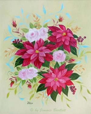 Poinsettias and Roses original painting