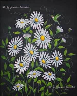 Daisies on black canvas web
